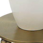 Uttermost Annora Glossy White and Antiqued Brass Table Lamp With Linen Shade