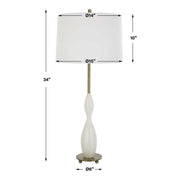 Uttermost Annora Glossy White and Antiqued Brass Table Lamp With Linen Shade