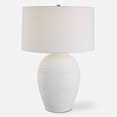 Uttermost Reyna Chalk White Glazed Ceramic Table Lamp With Linen Shade