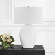 Uttermost Reyna Chalk White Glazed Ceramic Table Lamp With Linen Shade