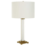 Uttermost Crystal Column Table Lamp With White Linen Shade
