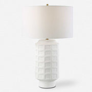 Uttermost Window Pane Chalk White Glaze Ceramic Table Lamp With Linen Shade