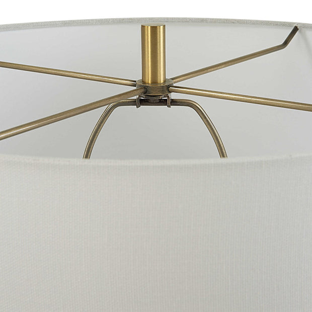 Uttermost Window Pane Chalk White Glaze Ceramic Table Lamp With Linen Shade
