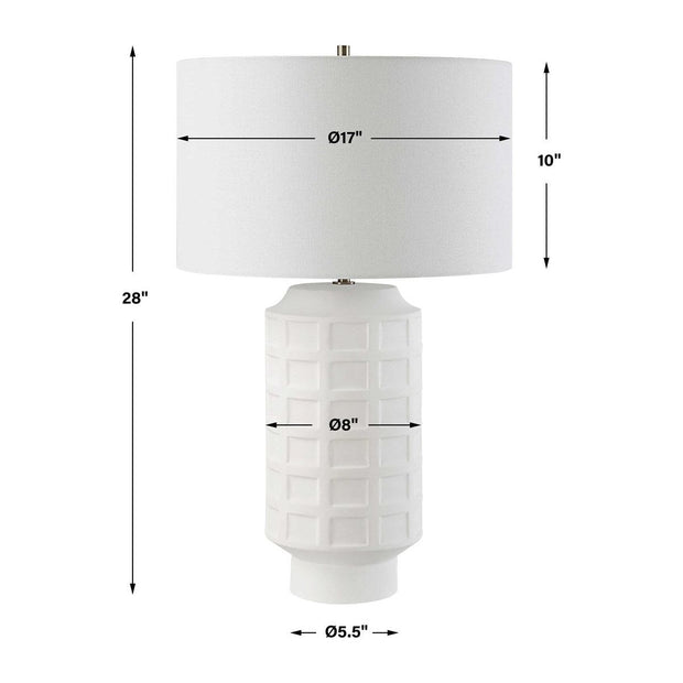Uttermost Window Pane Chalk White Glaze Ceramic Table Lamp With Linen Shade