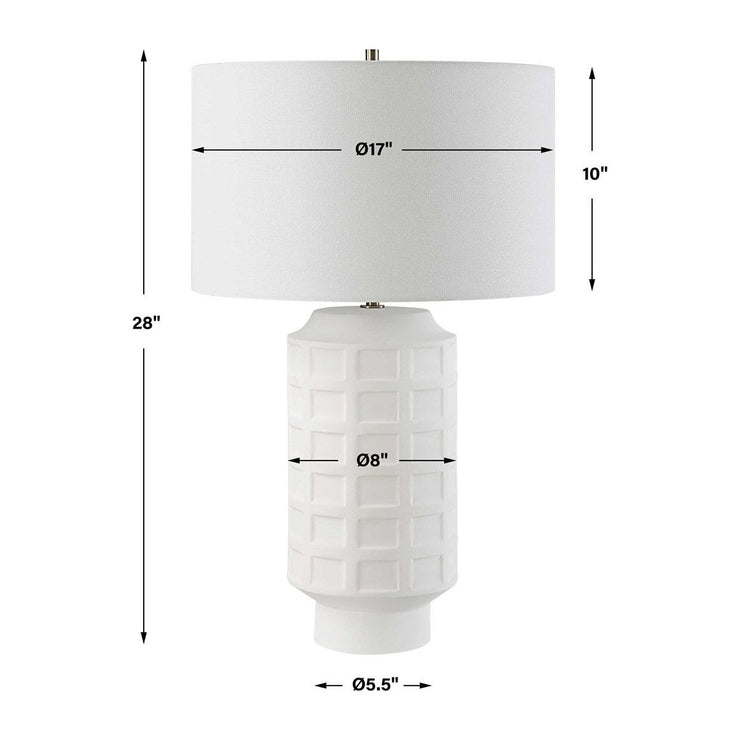 Uttermost Window Pane Chalk White Glaze Ceramic Table Lamp With Linen Shade