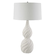 Uttermost Twisted Swirl Chalk White Glaze Textured Ceramic Table Lamp With Linen Shade