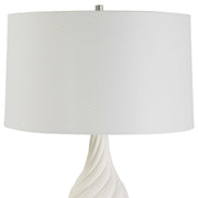 Uttermost Twisted Swirl Chalk White Glaze Textured Ceramic Table Lamp With Linen Shade
