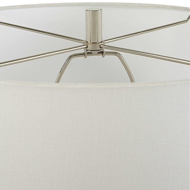 Uttermost Twisted Swirl Chalk White Glaze Textured Ceramic Table Lamp With Linen Shade
