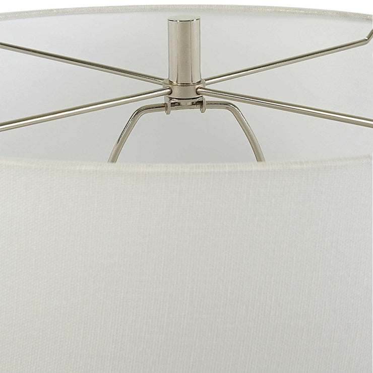 Uttermost Twisted Swirl Chalk White Glaze Textured Ceramic Table Lamp With Linen Shade