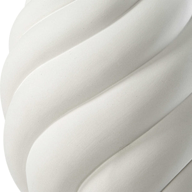 Uttermost Twisted Swirl Chalk White Glaze Textured Ceramic Table Lamp With Linen Shade