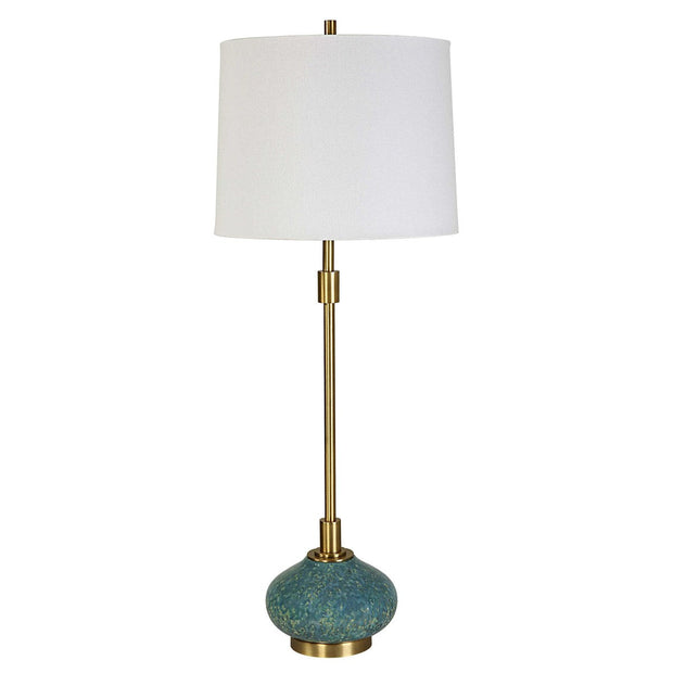Uttermost Kaimana Aged Blue and Seafoam Green Buffet Lamp With White Linen Shade