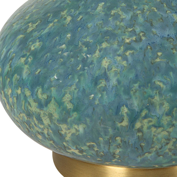 Uttermost Kaimana Aged Blue and Seafoam Green Buffet Lamp With White Linen Shade