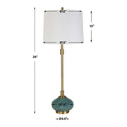 Uttermost Kaimana Aged Blue and Seafoam Green Buffet Lamp With White Linen Shade