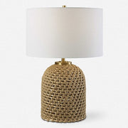 Uttermost Kendari Natural Knotted Rope Table Lamp With White Linen Shade