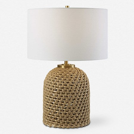 Uttermost Kendari Natural Knotted Rope Table Lamp With White Linen Shade