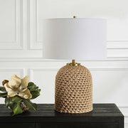 Uttermost Kendari Natural Knotted Rope Table Lamp With White Linen Shade