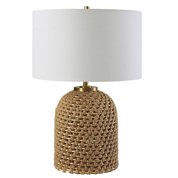 Uttermost Kendari Natural Knotted Rope Table Lamp With White Linen Shade