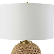 Uttermost Kendari Natural Knotted Rope Table Lamp With White Linen Shade