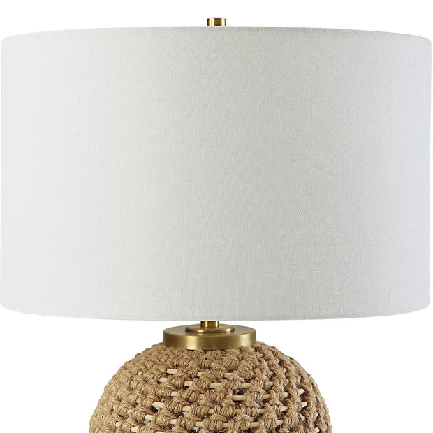 Uttermost Kendari Natural Knotted Rope Table Lamp With White Linen Shade