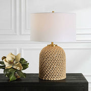 Uttermost Kendari Natural Knotted Rope Table Lamp With White Linen Shade