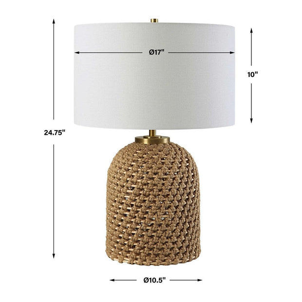 Uttermost Kendari Natural Knotted Rope Table Lamp With White Linen Shade