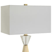 Uttermost Arete Antique Brass Iron Table Lamp With White Linen Shade