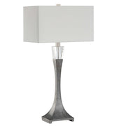 Uttermost Edison Aged Black Iron and Crystal Table Lamp With White Linen Shade