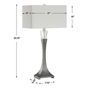 Uttermost Edison Aged Black Iron and Crystal Table Lamp With White Linen Shade