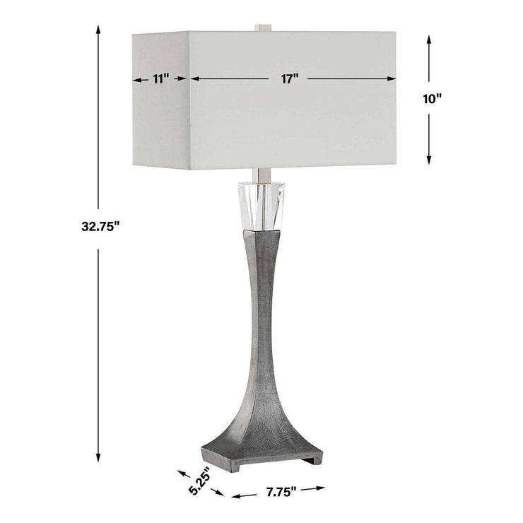 Uttermost Edison Aged Black Iron and Crystal Table Lamp With White Linen Shade