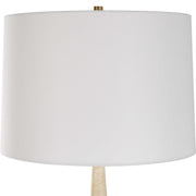 Uttermost Palu Beige Travertine Table Lamp With White Linen Shade