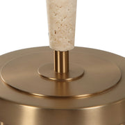 Uttermost Palu Beige Travertine Table Lamp With White Linen Shade