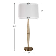 Uttermost Palu Beige Travertine Table Lamp With White Linen Shade