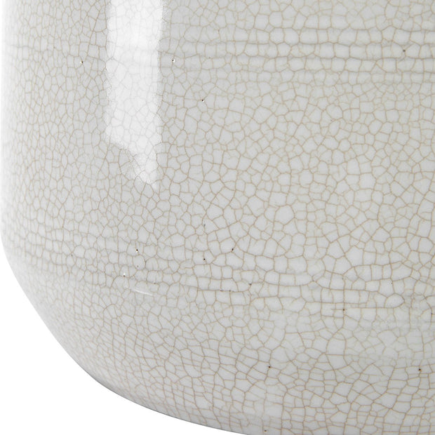 Uttermost Odawa Off-White Crackled Glazed Ceramic Table Lamp With Light Gray Linen Shade