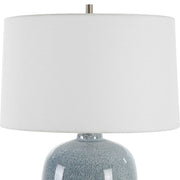 Uttermost Jubilee Sky Blue Glazed Ceramic Table Lamp With White Linen Shade