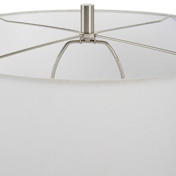 Uttermost Jubilee Sky Blue Glazed Ceramic Table Lamp With White Linen Shade