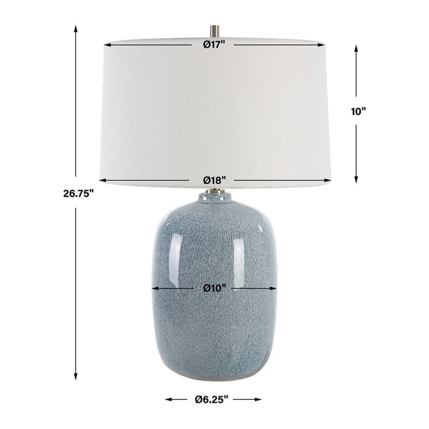 Uttermost Jubilee Sky Blue Glazed Ceramic Table Lamp With White Linen Shade