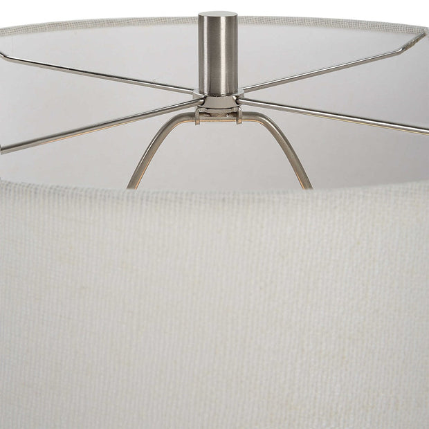 Uttermost Opal White Gloss Glazed Ceramic Table Lamp With Off-White Linen Shade