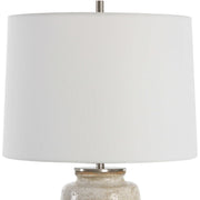 Uttermost Medan Taupe and Dove Gray Glazed Ceramic Table Lamp With White Linen Shade