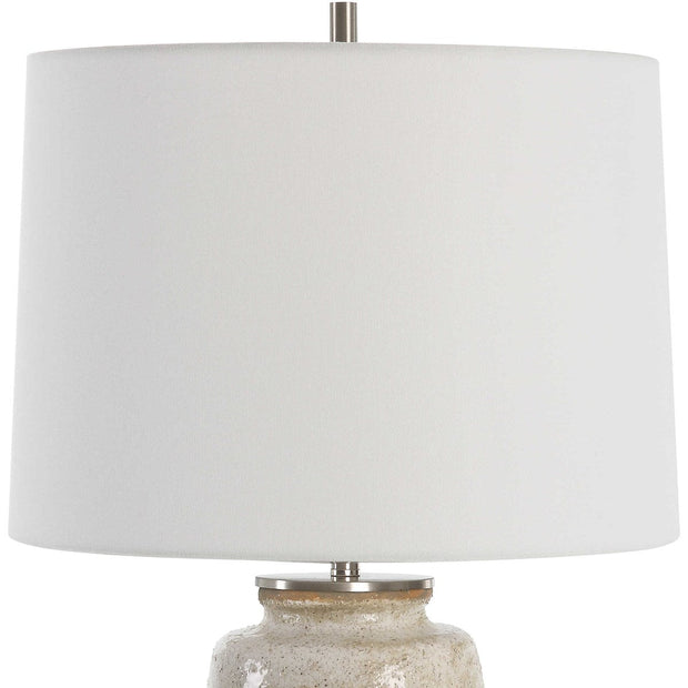 Uttermost Medan Taupe and Dove Gray Glazed Ceramic Table Lamp With White Linen Shade