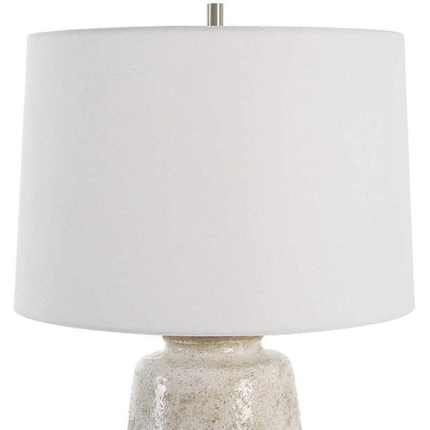 Uttermost Medan Taupe and Dove Gray Glazed Ceramic Table Lamp With White Linen Shade
