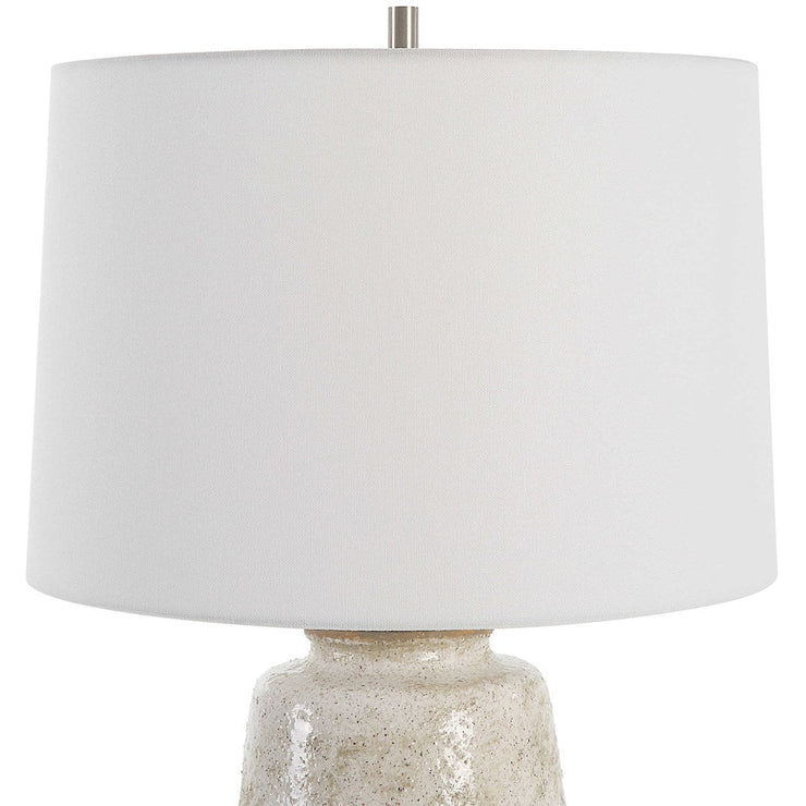 Uttermost Medan Taupe and Dove Gray Glazed Ceramic Table Lamp With White Linen Shade