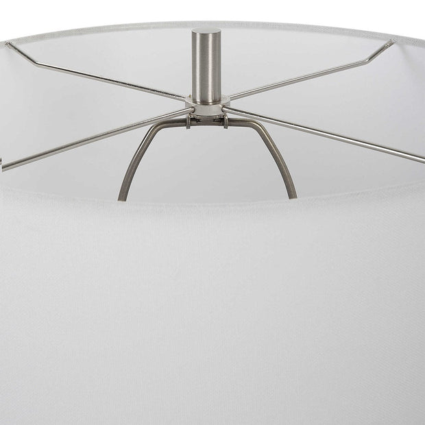 Uttermost Medan Taupe and Dove Gray Glazed Ceramic Table Lamp With White Linen Shade