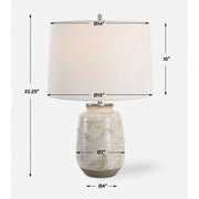 Uttermost Medan Taupe and Dove Gray Glazed Ceramic Table Lamp With White Linen Shade