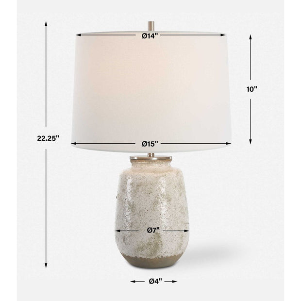 Uttermost Medan Taupe and Dove Gray Glazed Ceramic Table Lamp With White Linen Shade