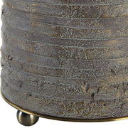 Uttermost Gorda Textured Bronze and Green Patina CeramicTable Lamp With Beige Linen Shade