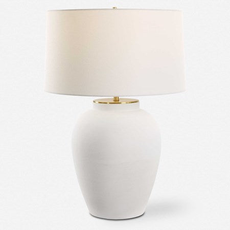Uttermost Adelaide Chalk White Ceramic Table Lamp With Linen Shade