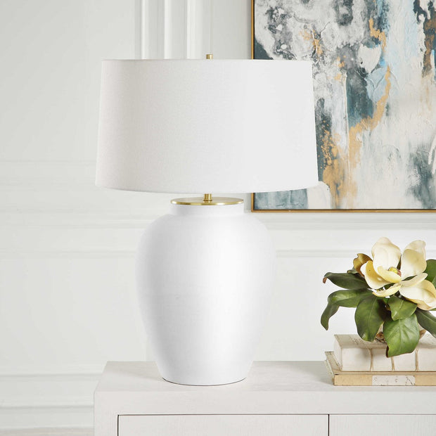 Uttermost Adelaide Chalk White Ceramic Table Lamp With Linen Shade