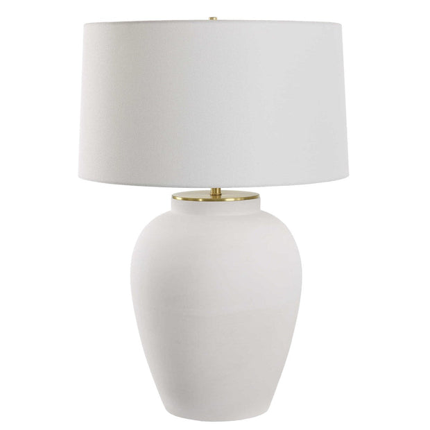 Uttermost Adelaide Chalk White Ceramic Table Lamp With Linen Shade