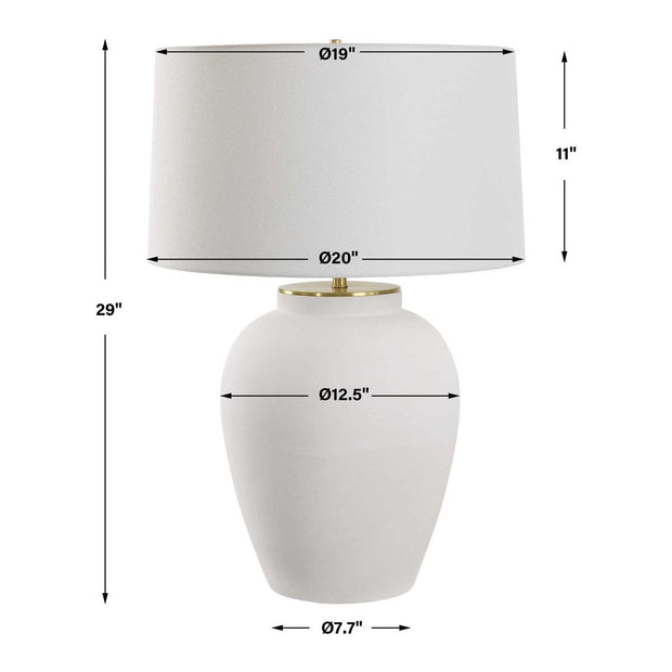 Uttermost Adelaide Chalk White Ceramic Table Lamp With Linen Shade
