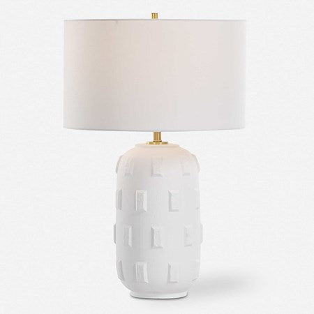 Uttermost Emerie Chalk White Glaze Porcelain Table Lamp With Linen Shade